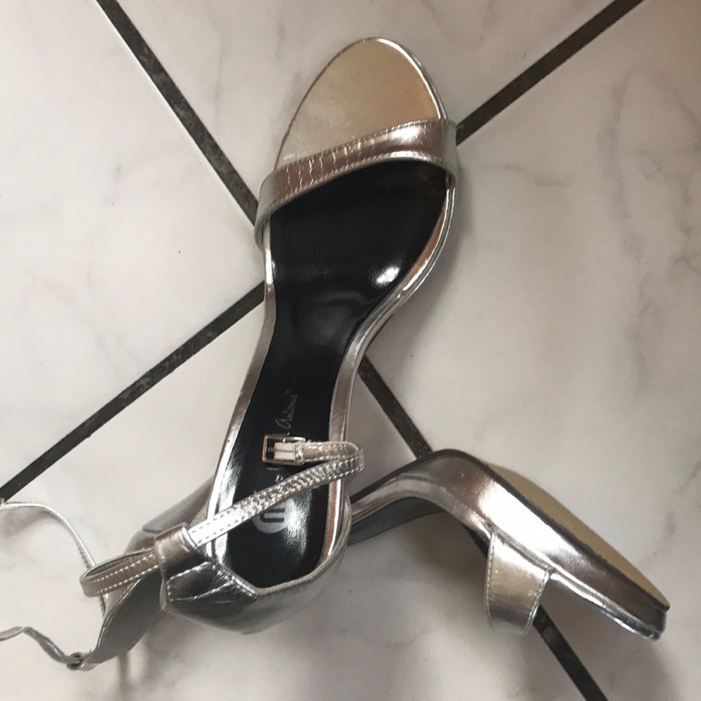 Silver Ankle strap heels